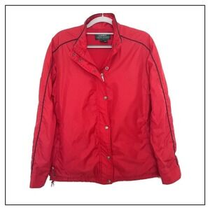 Vintage Lauren Ralph Women Jacket S Bomber Snap Button Zip Red Retro Gorpcore
